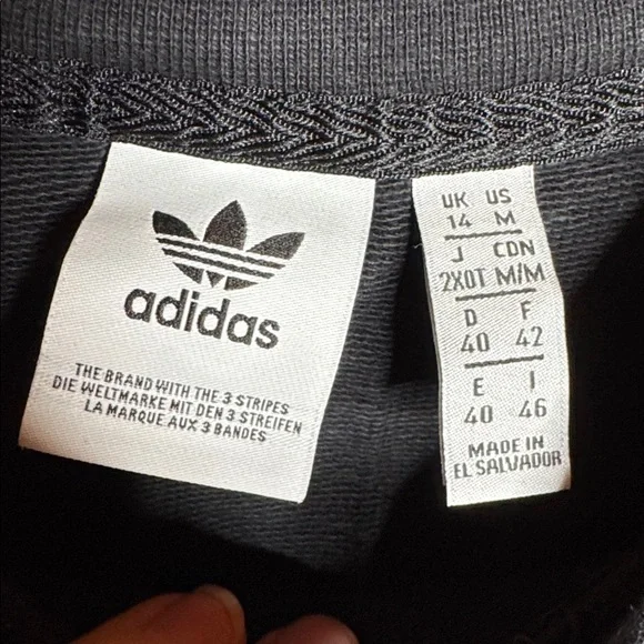 Adidas Cropped Trefoil Logo Sweatshirt Black Size Medium - Picture 3 of 7